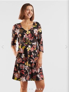 Title Nine Dream 3/4 Sleeve V-Neck Floral Dress Size XS